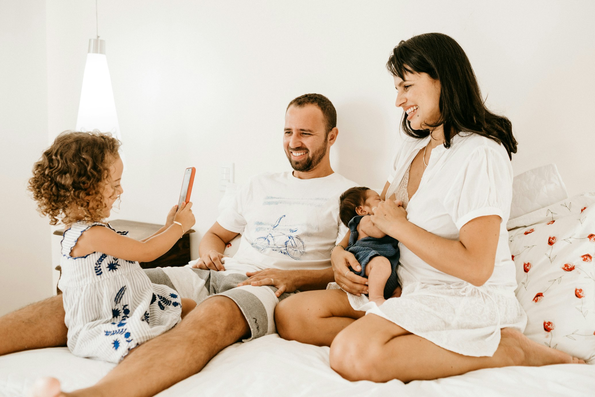 Happy family with bright smiles